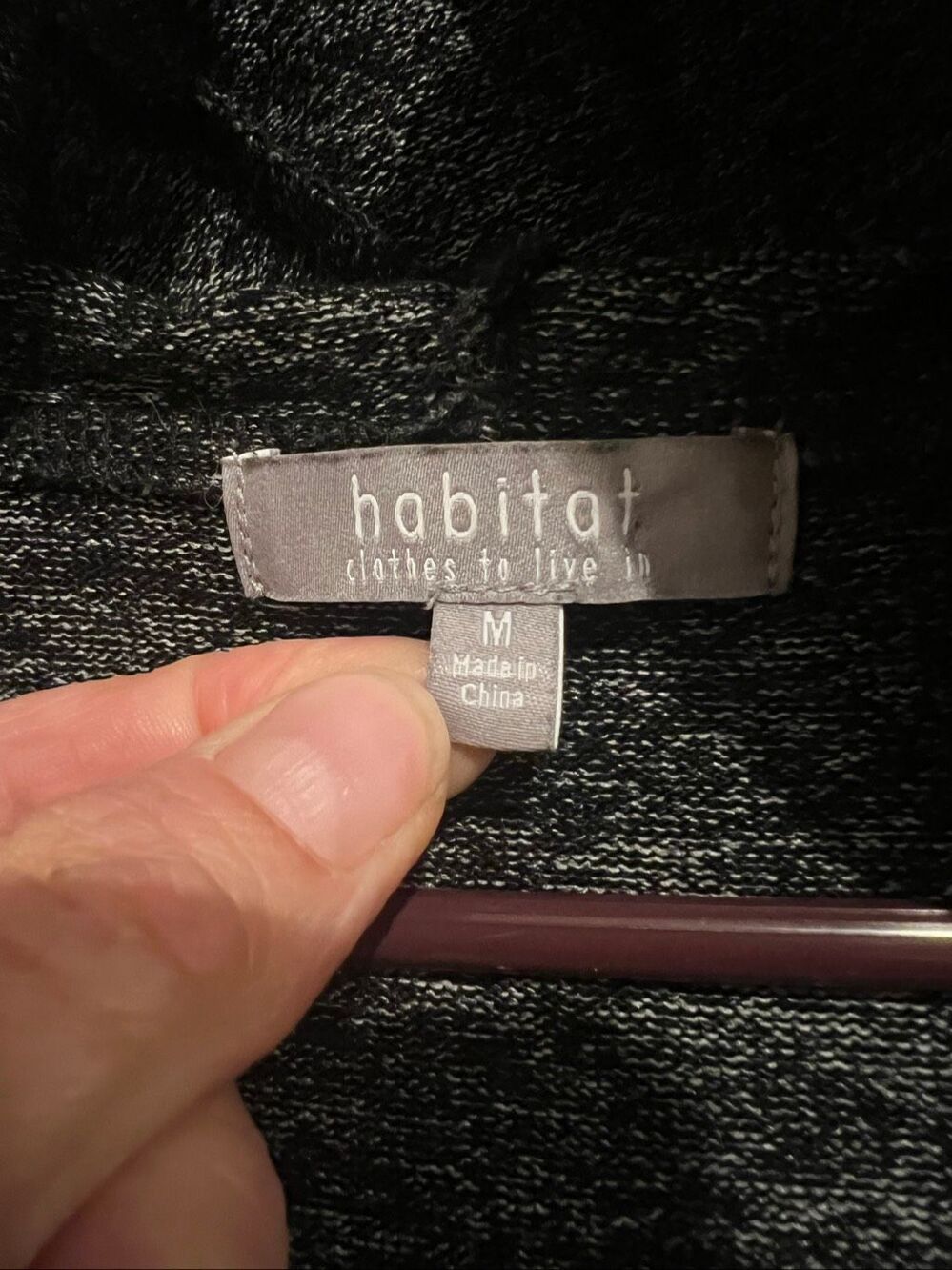 Habitat Clothes to Live in Black Heathered Hooded Cardigan with Pockets Sz M - Picture 5 of 10